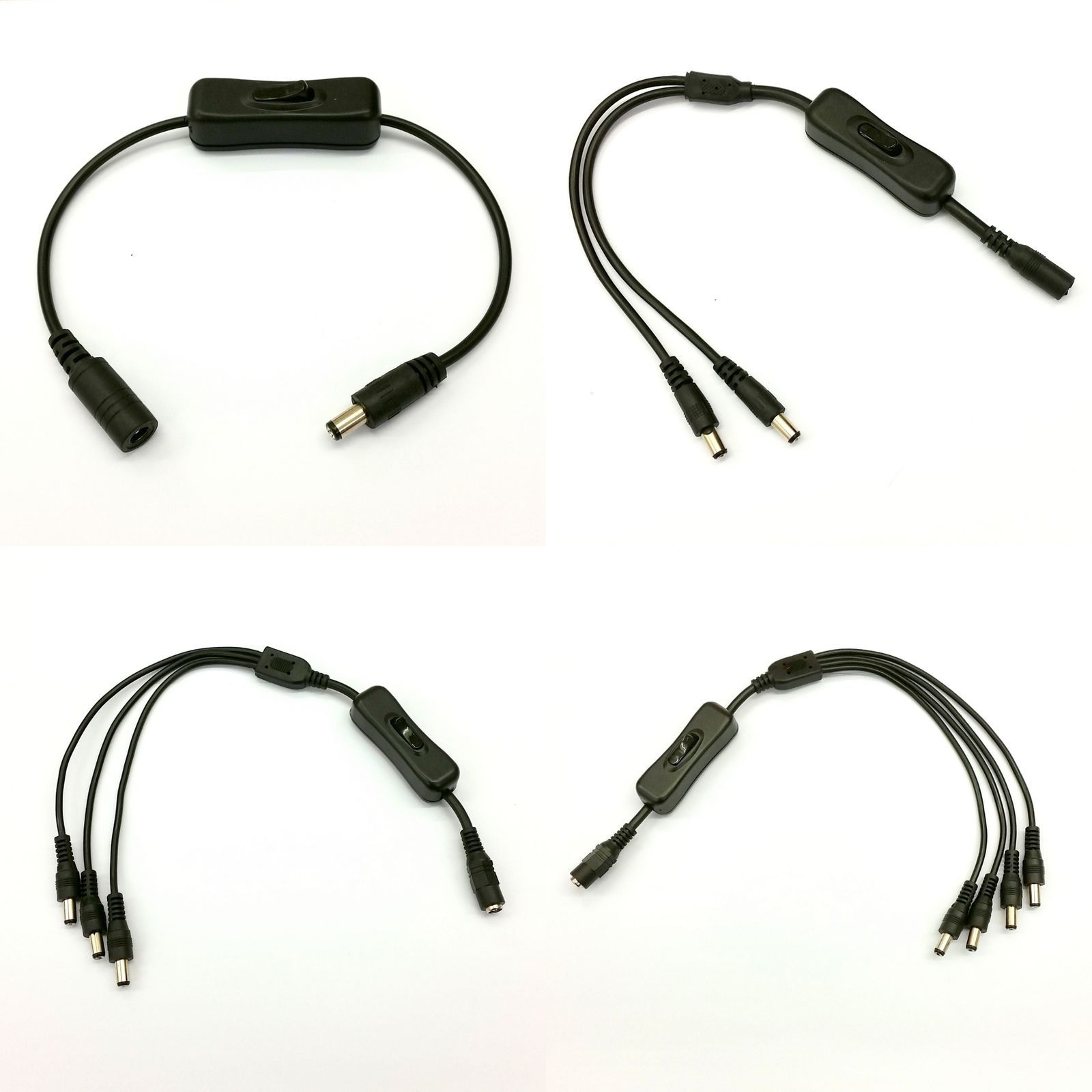 2.1mm input//Twin Switched 2.1mm outputs LED Strip Black Inline Rocker Switch