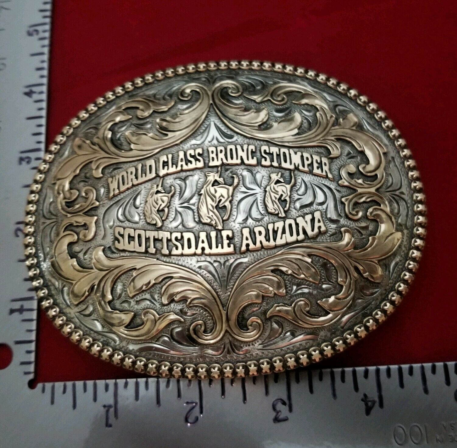 RODEO TROPHY BUCKLE VINTAGE SCOTTSDALE ARIZONA BRONC STOMPER RODEO