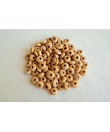 200 Round Disc Natural Wood Beads-1/4&quot; across 1/8&quot; thick Free Shipping - $8.00