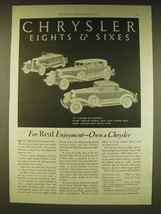 1931 Chrysler Car Ad - Six Roadster, Imperial Eight Close Couped Sedan - $14.99