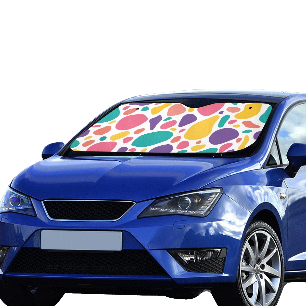 Funny Sunshade For Car Windshield Nice Multicolored Polka Dots Pattern Sunshade Car & Truck Parts