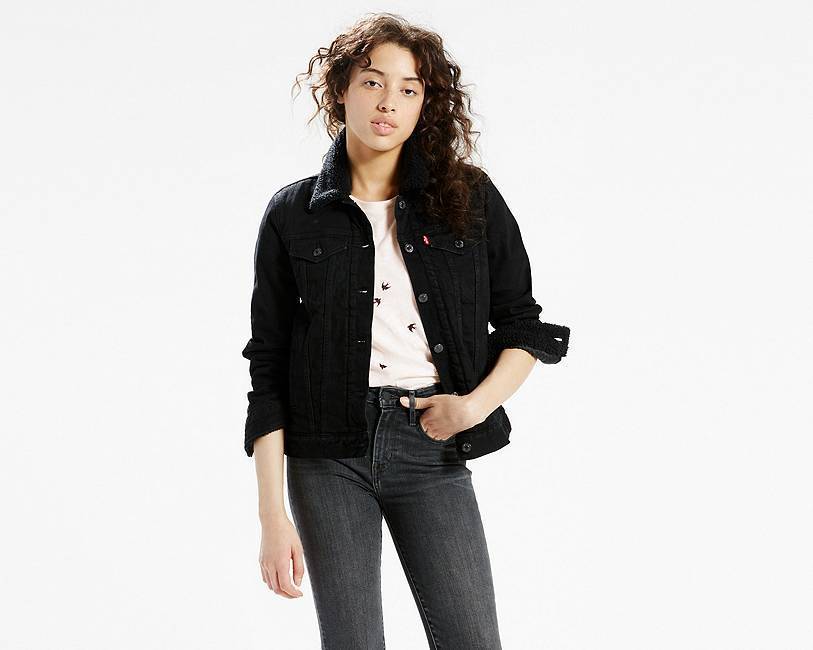 levi's women's sherpa trucker jacket black