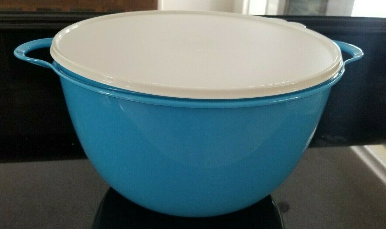 NEW Tupperware Thatsa JUMBO Bowl Prosecco Blue White seal 59 Cups Two ...