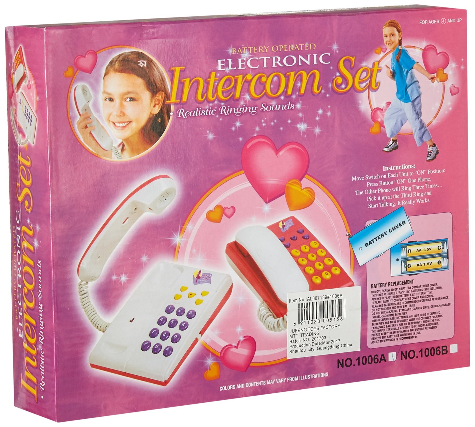 Toy Twin Telephones Wired Children's Kid's Toy Telephone Set w