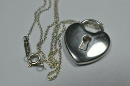 Vintage Tiffany &Co Round Silver Emblem Padlock Lock & Chain Necklace 16" - $280.26