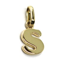 SOLID 18K YELLOW GOLD PENDANT MINI INITIAL LETTER S, 1 CM, 0.4 INCHES image 1