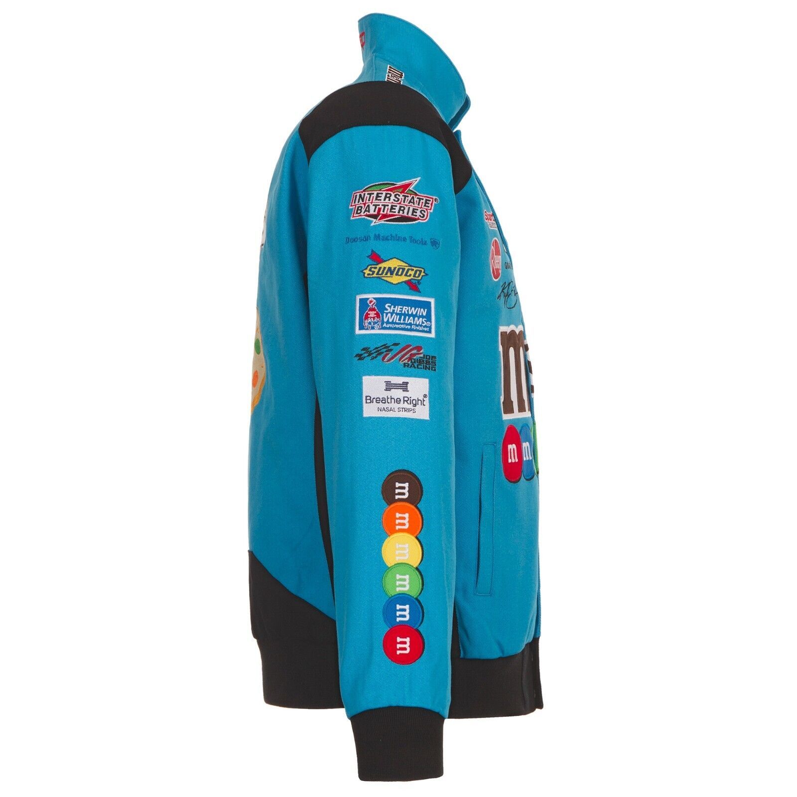 Authentic Kyle Busch M&Ms Full-Snap Twill Cotton Uniform Jacket Blue JH Design Large