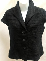 Coldwater Creek 10 Jacket Black Textured Shawl Collar Cap Sleeve Blazer - $19.59