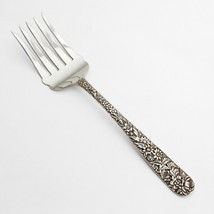 Repousse Salad Serving Fork Kirk Sterling Silver Mono DNG - $176.90