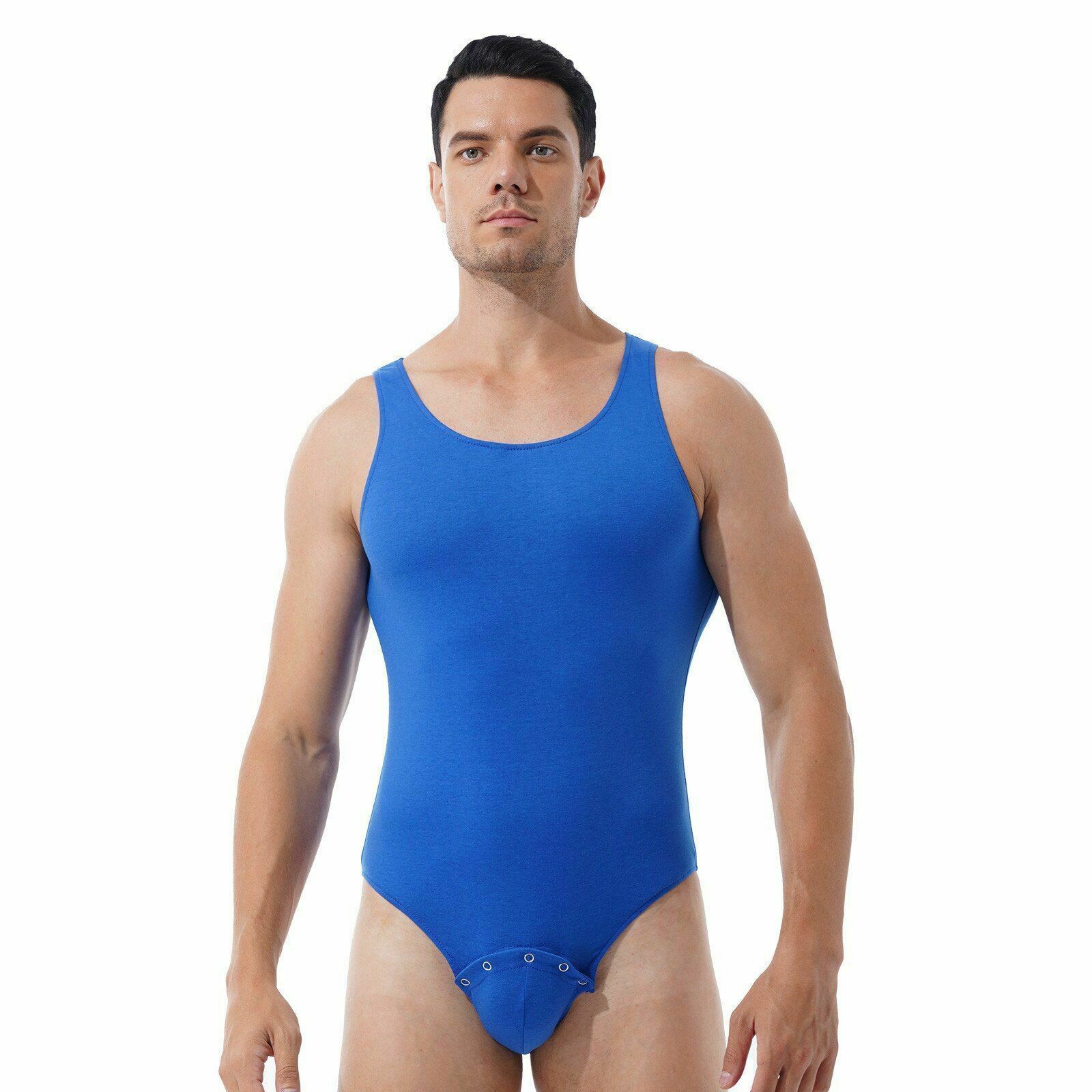 Men's U Neck Bodysuit Sleeveless Jumpsuit for Fitness Workout Gymnastics