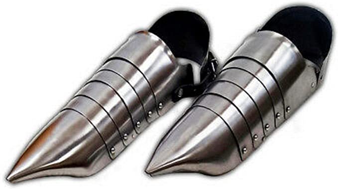 NauticalMart Medieval Knight Crusader Spartan Armor Shoe Set Silver