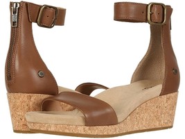$128 Ugg Zoe Ii Chestnut Leather Wedge Ankle Strap Women's Sandals Us 8 New - $69.99