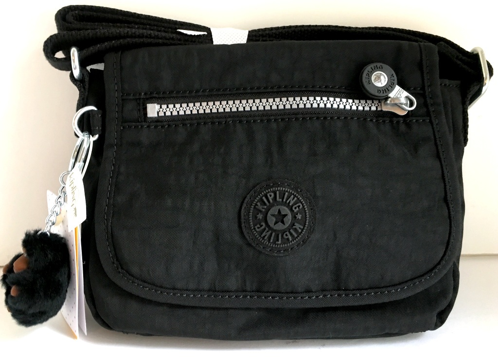 KIPLING Sabian Black Nylon Flap Crossbody Shoulder Bag AC8280 NEW IN ...
