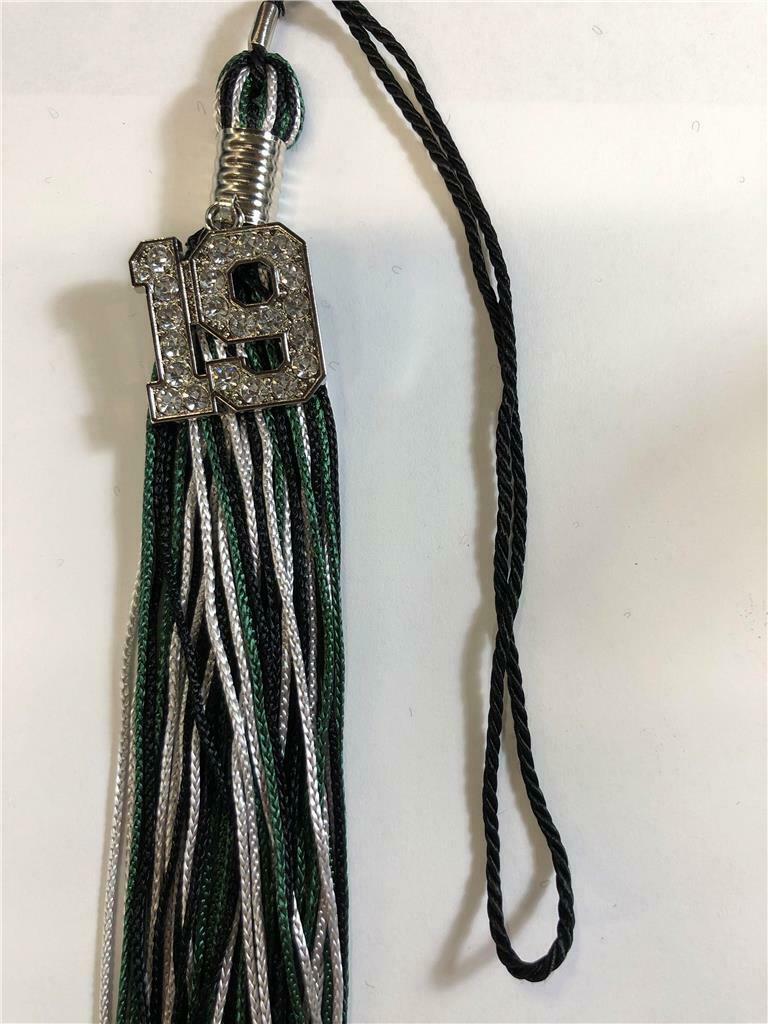 NEW Green Black & Gray Class of 2019 Bling Charm Graduation Tassel 9