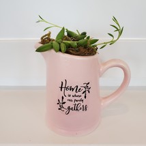 Decorative Mini Pitcher, Pink Ceramic "Home is where our family gathers" 4" tall image 3