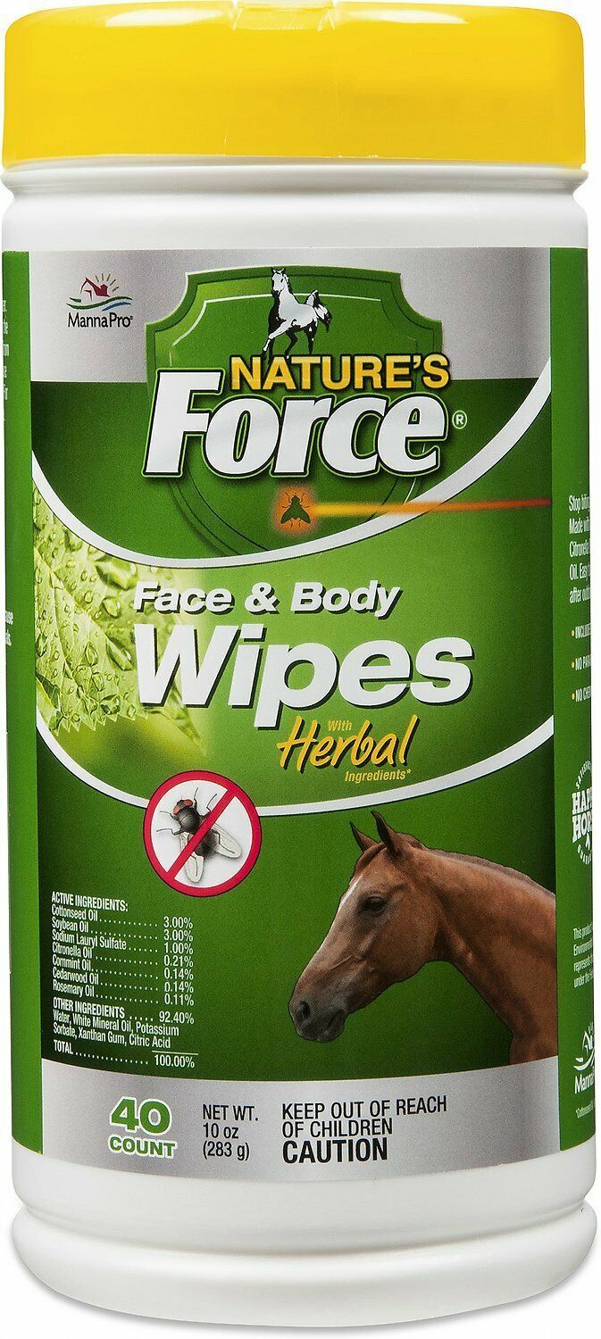 Nature's Force Face & Body Horse Wipes 10 oz Tub/40 Count Exp. Date 3/22
