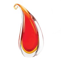 Teardrop Art Glass Vase with Curl - Red - $111.00