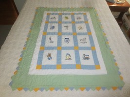 Handmade BABY Animal &amp; Toy Appliques COTTON PATCHWORK CRIB QUILT - 38&quot; x... - $23.76