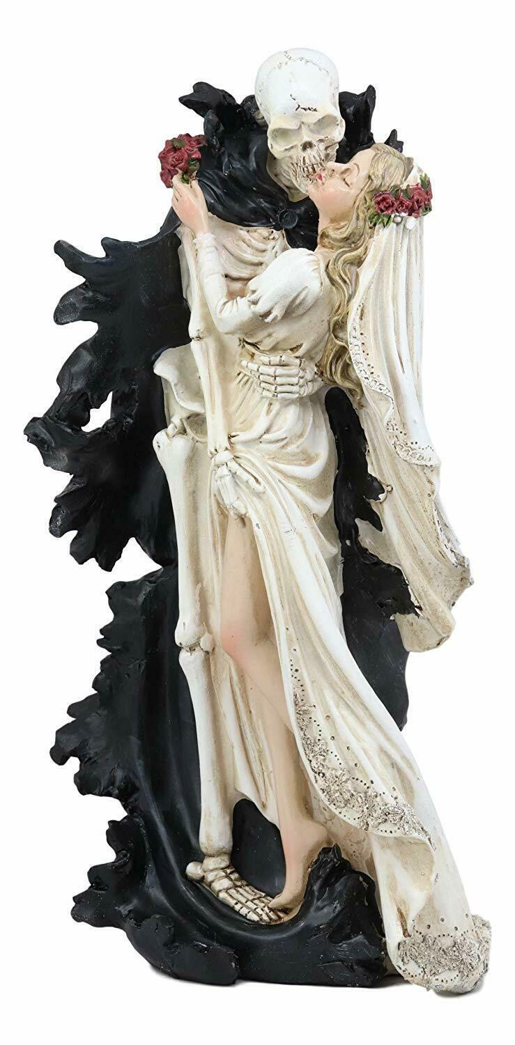 Wedding Virgin Bride And Death Angel Grim Reaper Skeleton The Kiss Figurine