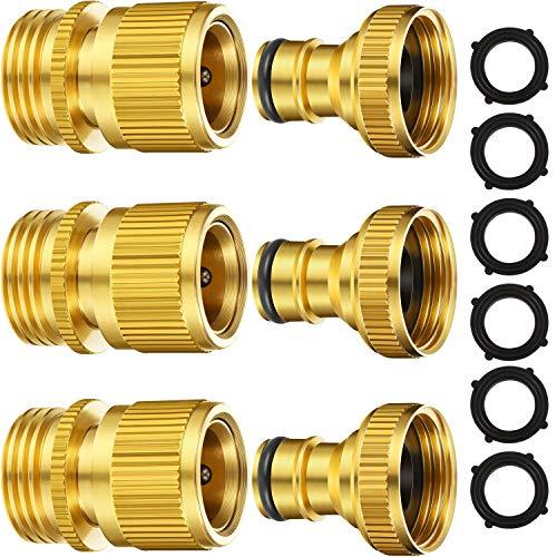 Garden Hose Quick Connect Fittings Solid Brass Quick Connector 3/4 Inch ...