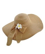 Wide Brim Straw Hat Weaving Fashion Sunscreen Elegant Sun Hat - $19.10