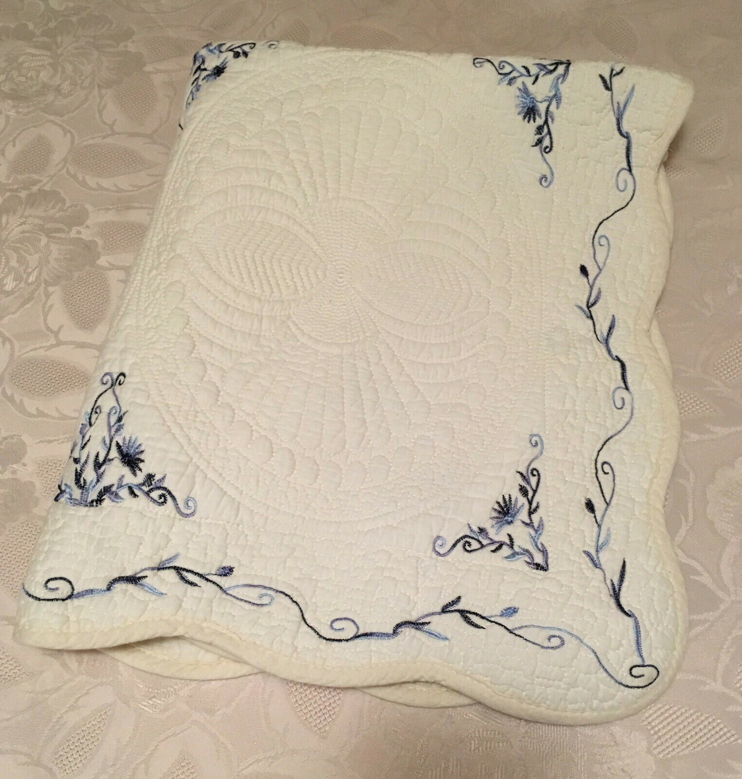 Ivory Matelasse Quilted Blue Embroidery and similar items