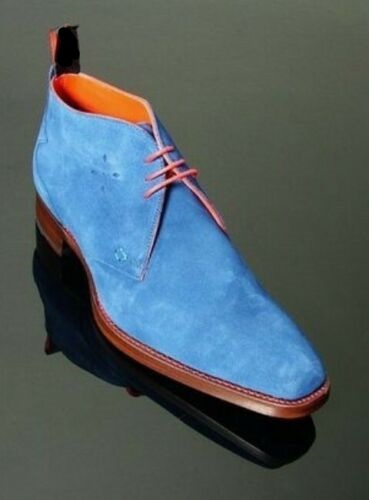 New Men's Chukka Collection sky Blue Color Lace Up Suede Leather Casual Boot