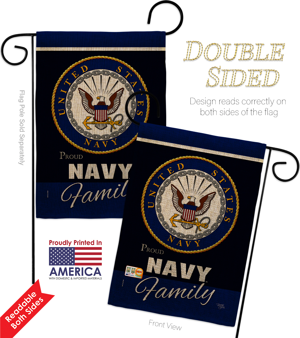 Navy Proudly Family Burlap - Impressions Decorative Metal Garden Pole ...