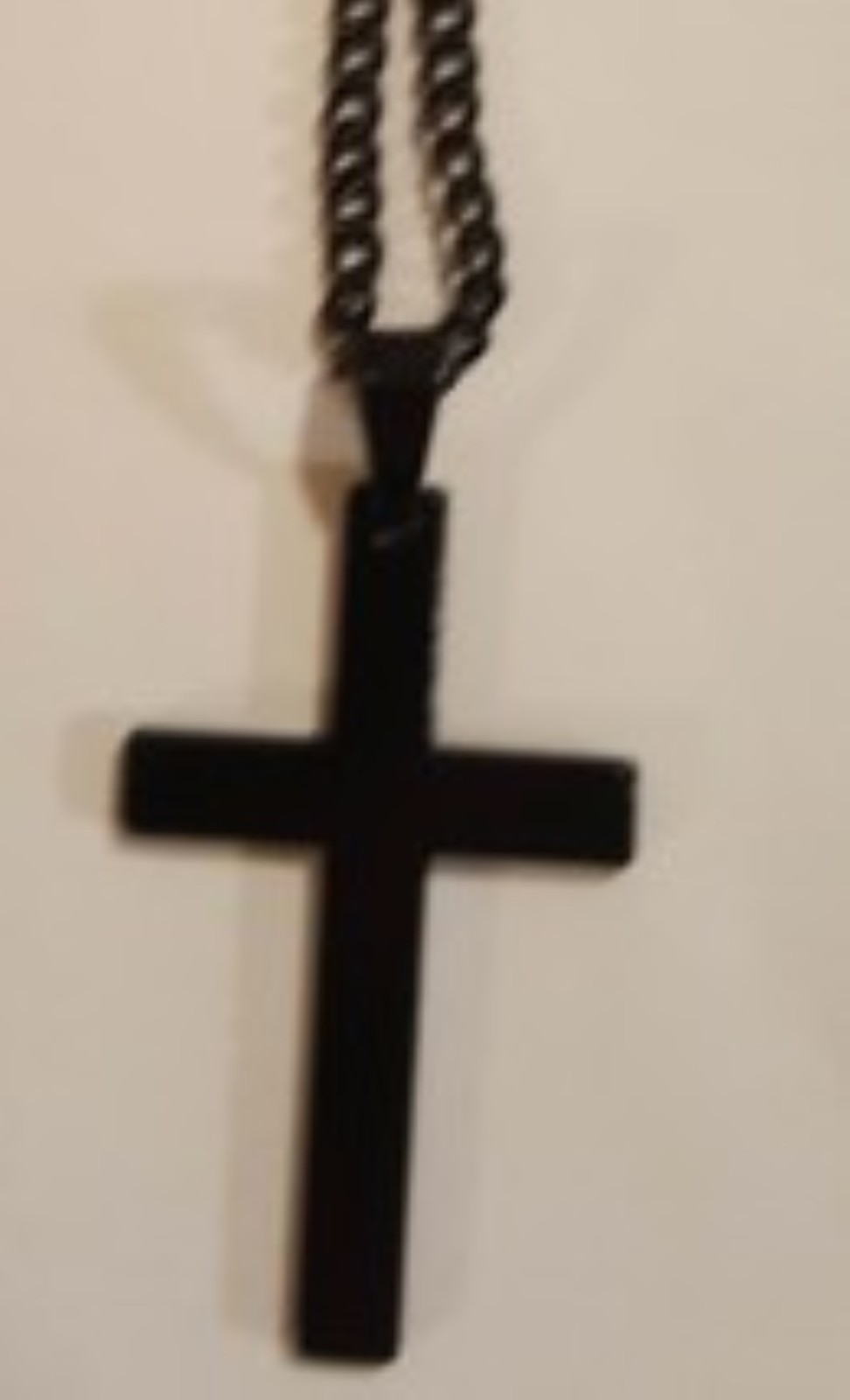 Christian stainless steel black cross necklace  large 