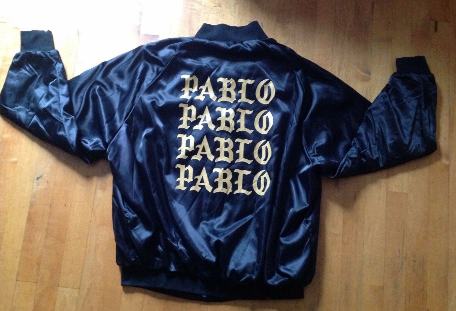 Primary image for Kanye West The Life of Pablo Pop Up Shop TLOP Black Satin Bomber Jacket Size 2X