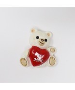 Vintage 1985 Hallmark Valentine Be Mine White Teddy Bear Pin - $12.99
