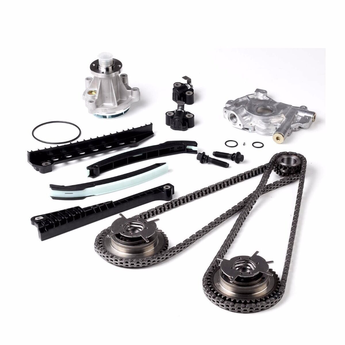 Blackhorse-racing - Timing chain kit oil&water pump+cam phasers for ford f150 lincoln 5.4l 2004-2008