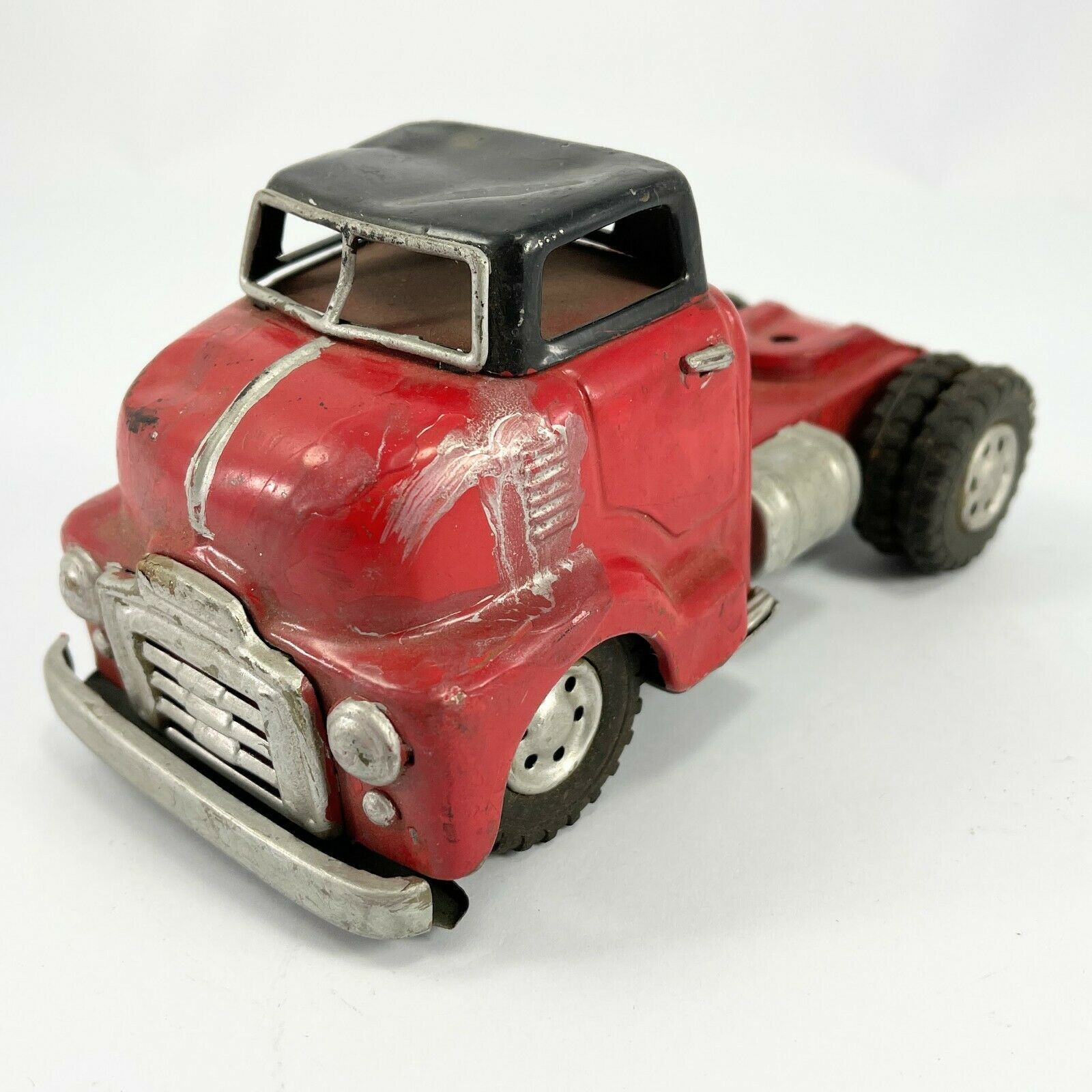Pressed Steel Metal Antique Toy Semi Truck Red GMC Vintage Manufacture