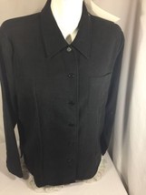 Sarah Bentely Women Black Size L Classic Neck Casual Button Up Top Shirt... - $43.66