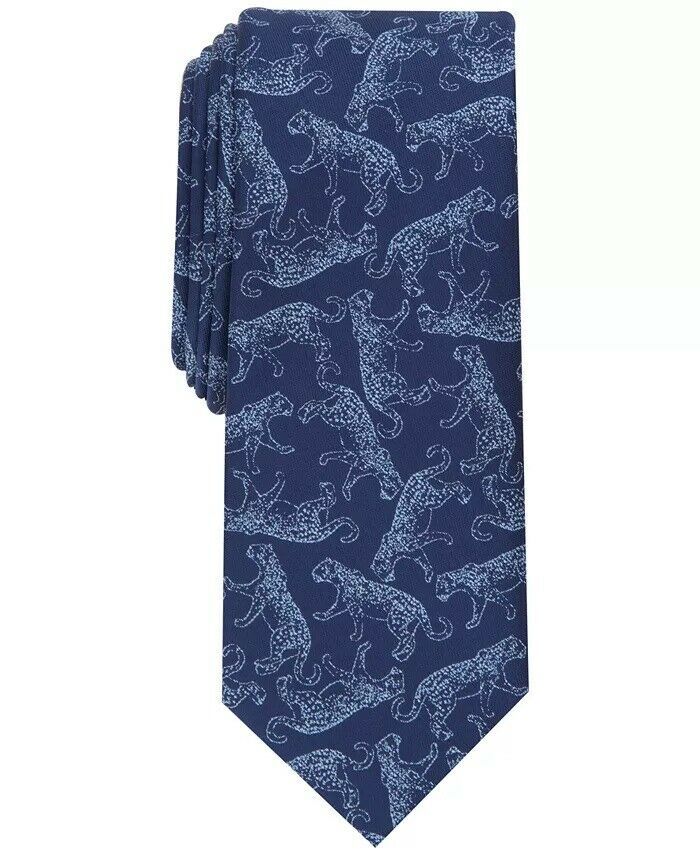 Bar III NAVY Men's Leopard Solid Skinny Tie, US One Size