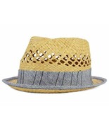 Block Headwear Straw Natural Vented Trilby Cap Hat with Gray Band  - $23.95