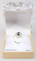 Charter Club Silver-Tone Blue Sapphire Cubic Zirconia Oval Halo Ring, Size 9 NIB image 3
