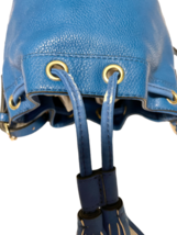 Blue Faux Leather Neiman Marcus Drawstring Bucket Crossbody Bag Purse Vegan image 9