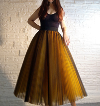 BLACK RED A-Line Midi Tulle Skirt Outfit High Waisted Full Pleated Tulle Outfit image 8