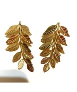 gold tone leaf Clip On Screw Back earrings - $6.22