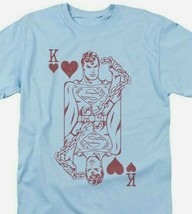 Superman T-shirt Poker DC comic book Batman superhero cotton blue tee DC... - $24.99+