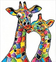 Design Works Colorful Giraffes Counted Cross Stitch Kit, 14ct aida, 10x12 bright - $22.99