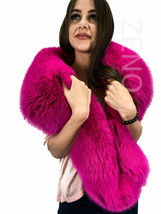 Arctic Fox Fur Stole 63' Saga Furs Dark Pink Color Fur Collar Boa Shawl image 7