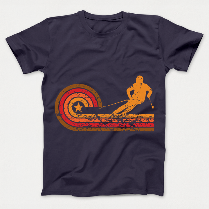 Retro Style Downhill Skier Vintage Skiing Kids T-Shirt - T-Shirts