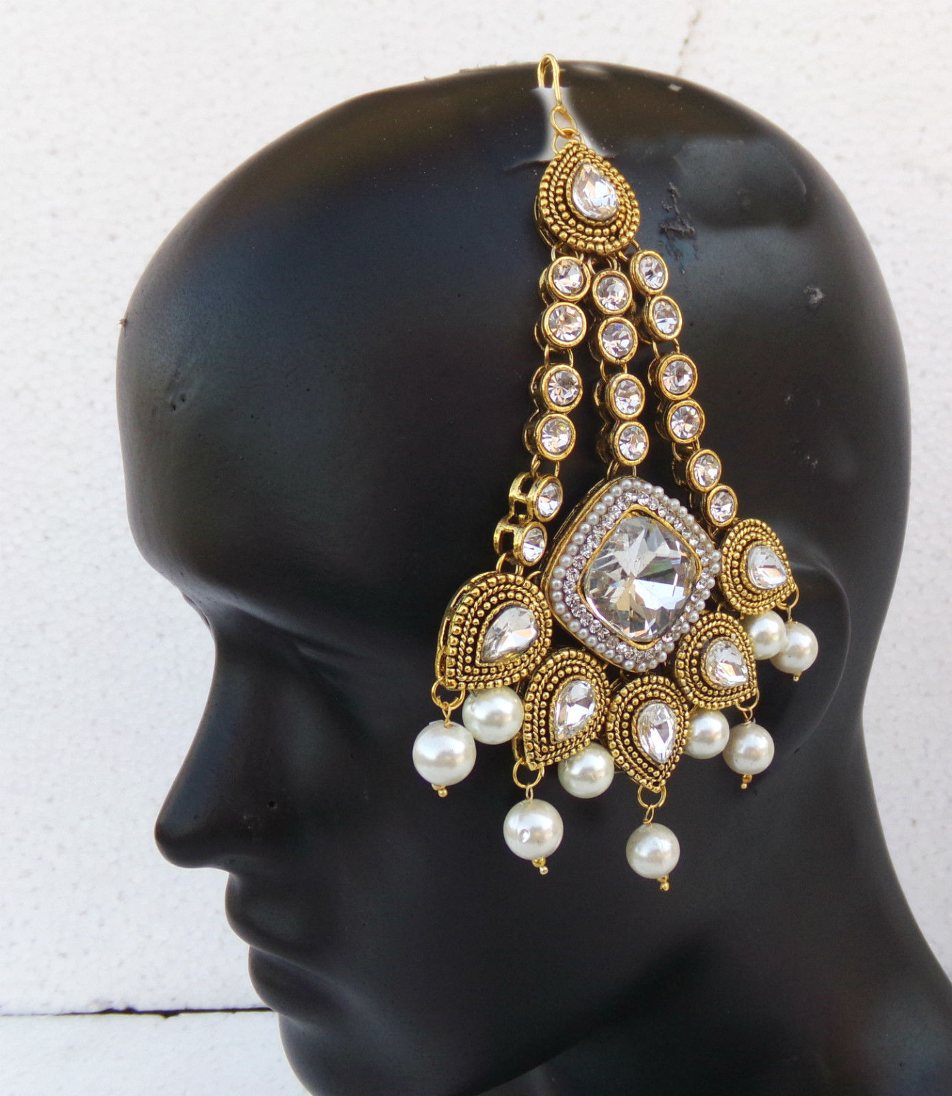 INDIAN JHUMAR PASSA HIJAB JHOOMAR HEAD PIECE JEWELLERY HAIR BUN PIN