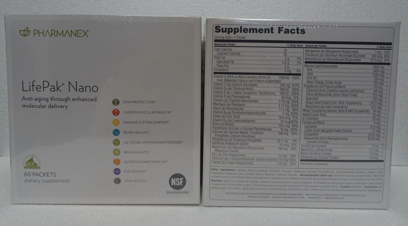 Nu Skin Nuskin Pharmanex LifePak Nano 60 Packets 30 Day Supply Box