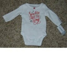 Girls Christmas Bodysuit Carters White SPARKLE ALL THE WAY Long Sleevesz -3 mths - $11.88
