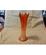 Vintage Iridescent Glass Bud Vase Pink Amber to Clear Scalloped Edges (M) - $37.12