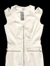 NWT White BEBE Zip Front Shoulder Cut Out Dress Sz 0 Sleeveless Zipper $129 image 2