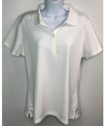 Callaway Womens Large White Polo Golf Shirt Knit Collar Split V Hem - $14.24